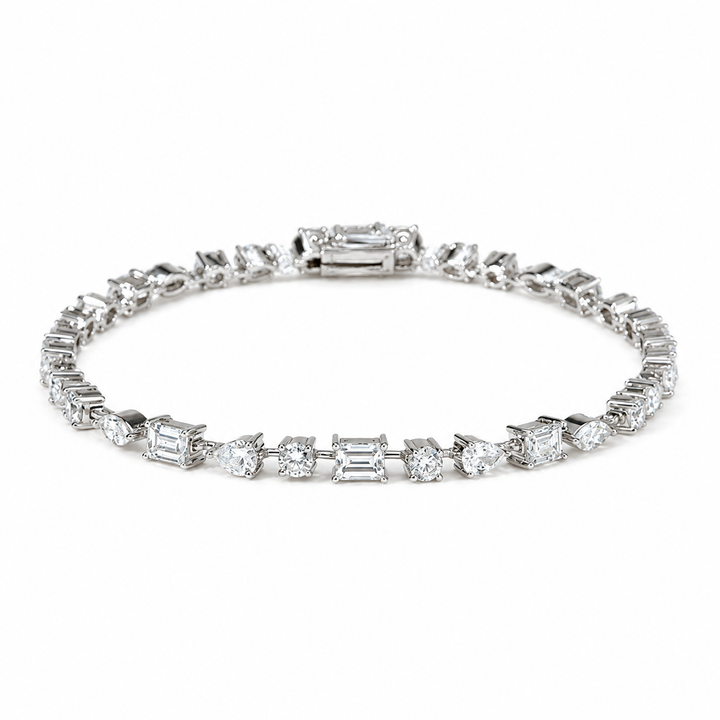 Mixed-Cut Lab Diamond Tennis Bracelet on a white background