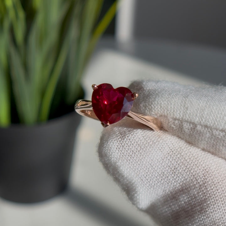 Customized™ 2.50ct Heart Ruby Ring in "Heart" Setting in Rose Gold
