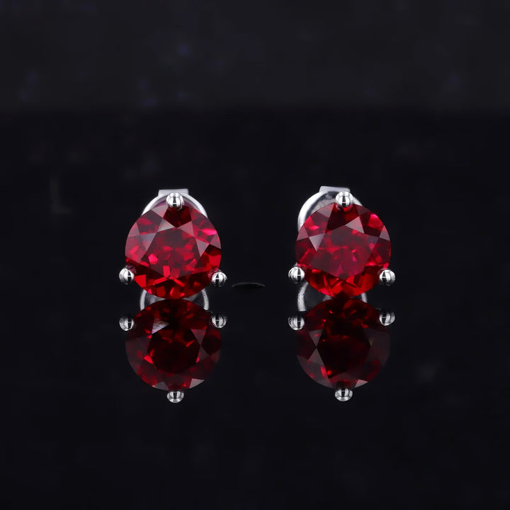 0.50ct Each Round Ruby Martini Stud Earrings in 10K White Gold