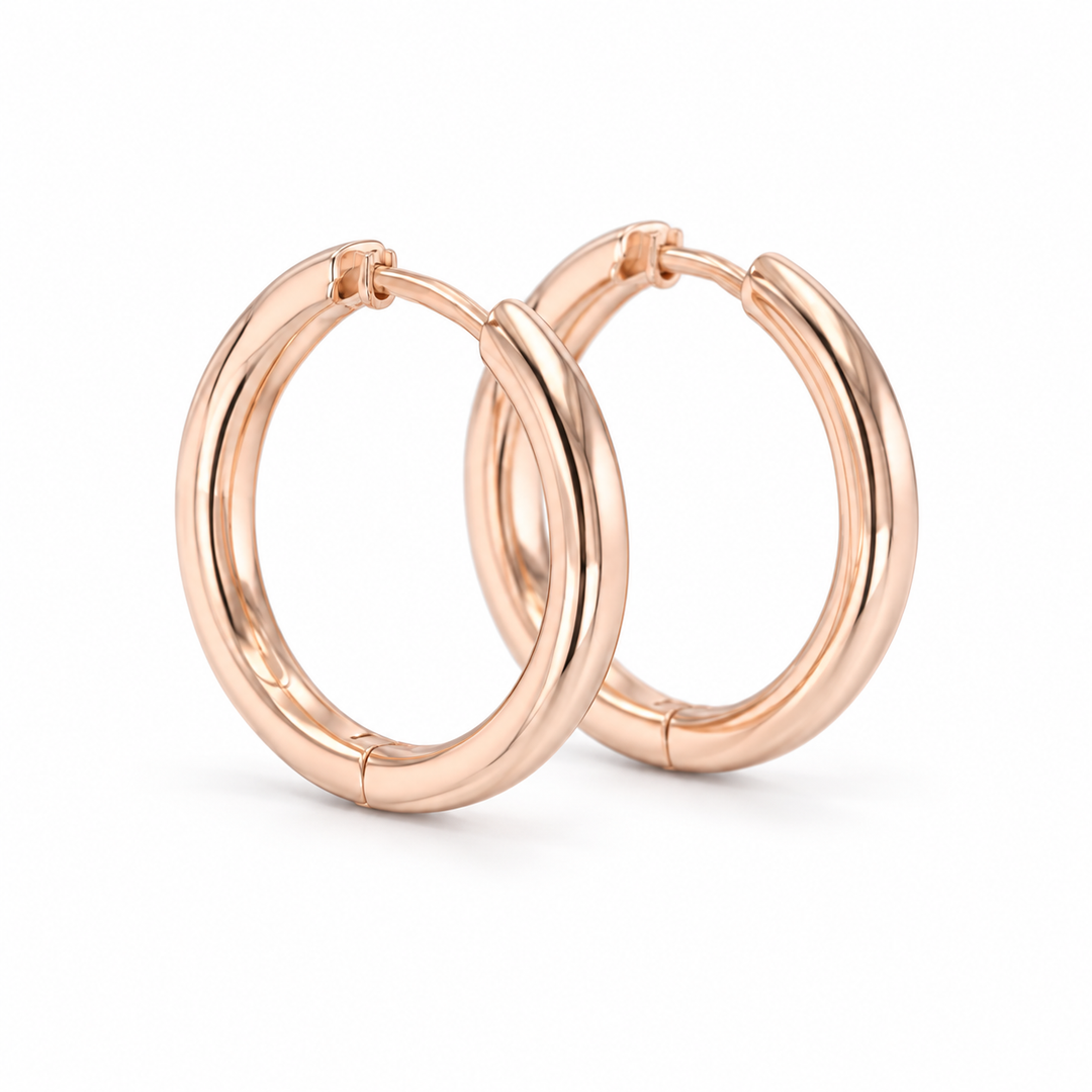 Classic Gold Hoop Earrings in 14K Rose Gold