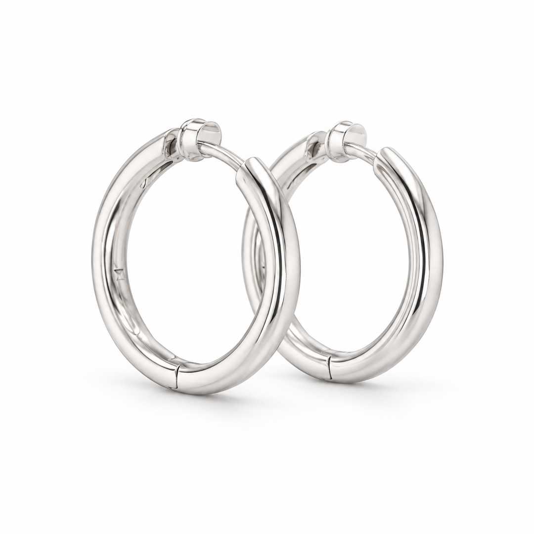 Classic Gold Hoop Earrings in 14K White Gold