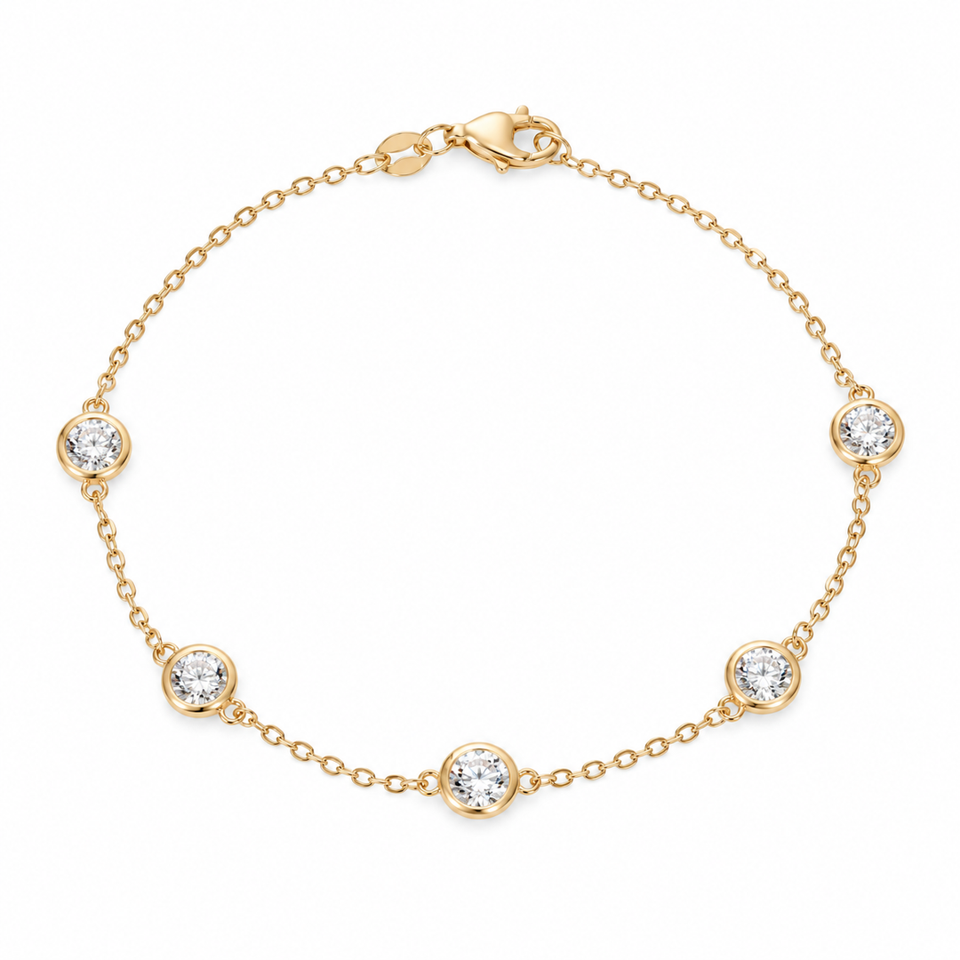 Bezel-Set Lab Diamond Station Bracelet on a white background