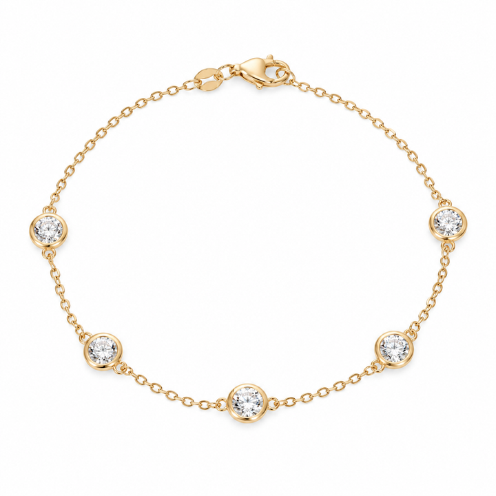 Bezel-Set Lab Diamond Station Bracelet on a white background