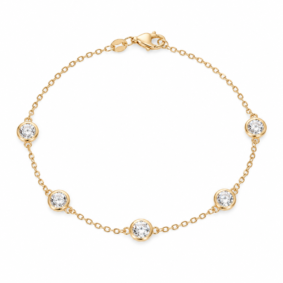 Bezel-Set Lab Diamond Station Bracelet — 0.95ctw (4mm)