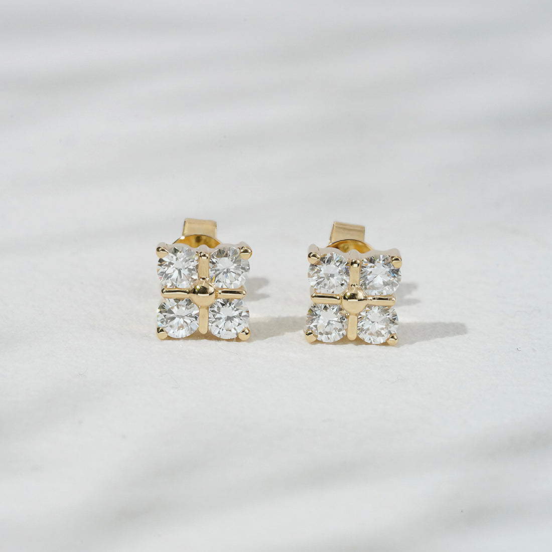 Four-Stone Lab Diamond Bar Stud Earrings, view 5