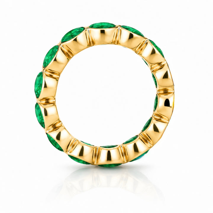 Round Colombian Emerald Bezel-Set Eternity Band (3.2mm, 1.50ctw)