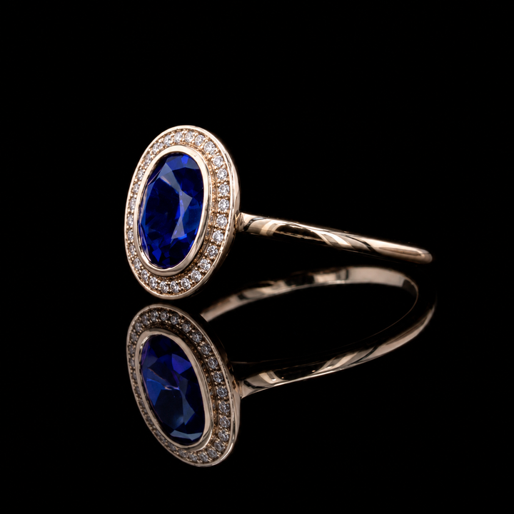 The Celine — Vintage Sapphire Halo Ring