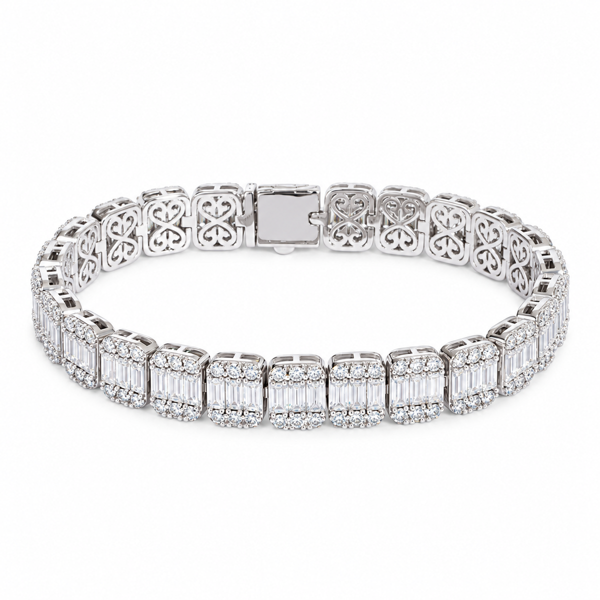 Baguette & Round Lab Diamond Bracelet — 11ctw (7mm)