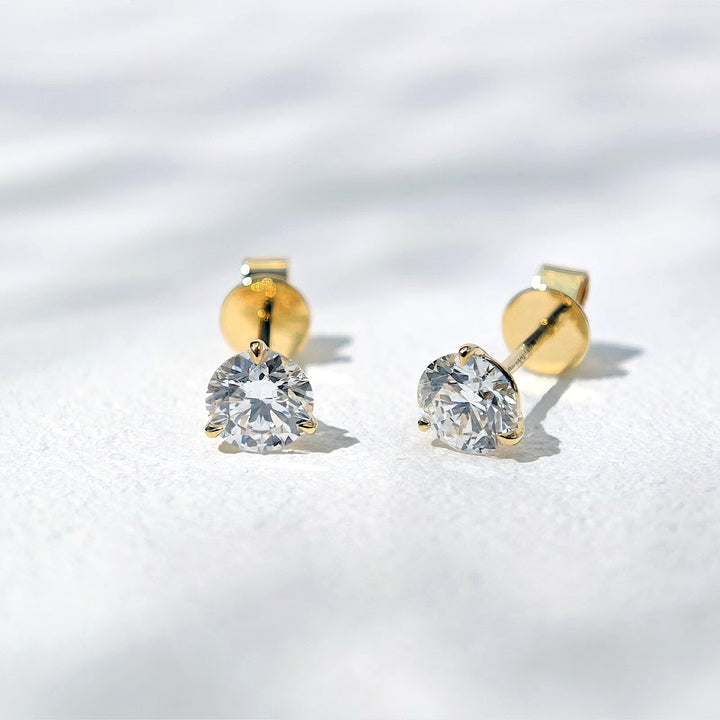 5mm, 1.00ct total Classic Three-Prong Martini Diamond Earrings in 14K Solid White/Yellow/Rose Gold