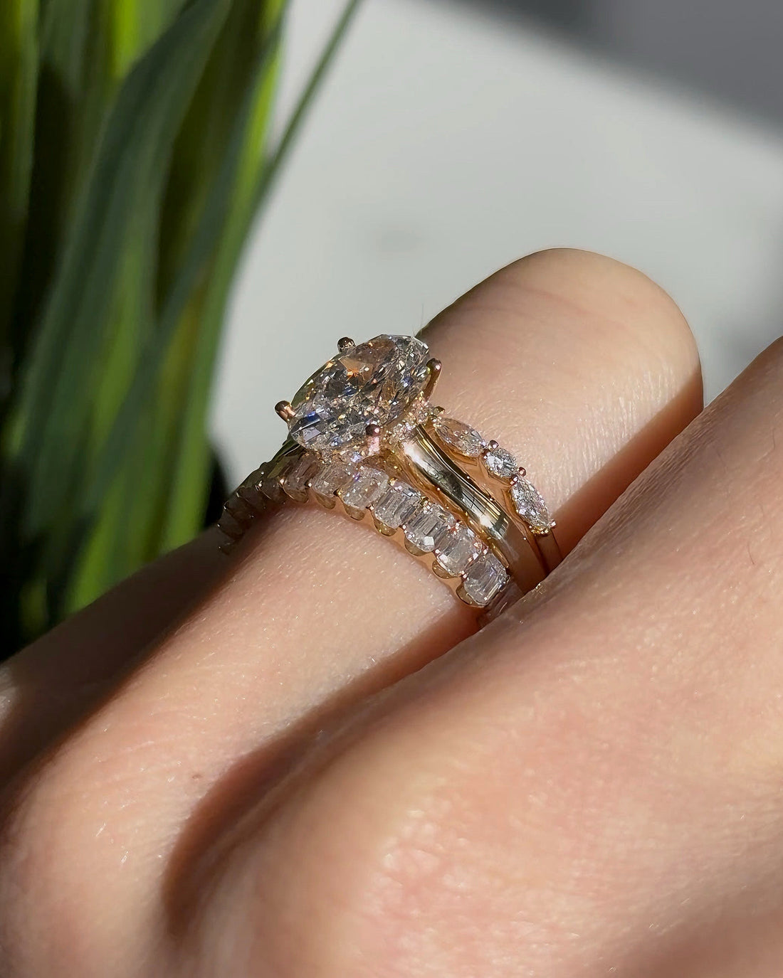 Emerald-cut lab diamond half-eternity band, 2.5mm, view 10
