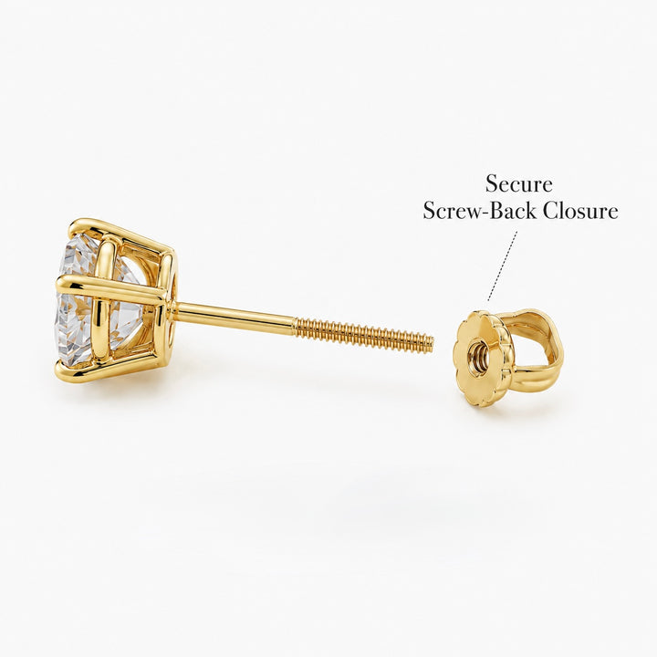 6.5mm, 2.00ct total Classic Four-Prong Diamond Earrings in 14K Gold or Platinum