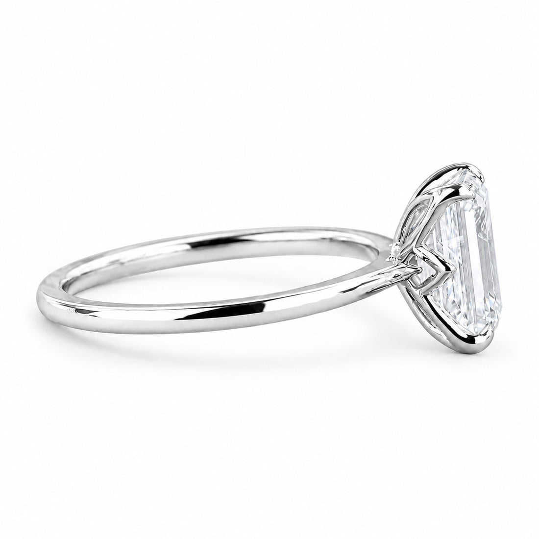The Flora Four emerald-cut lab diamond solitaire ring, view 14