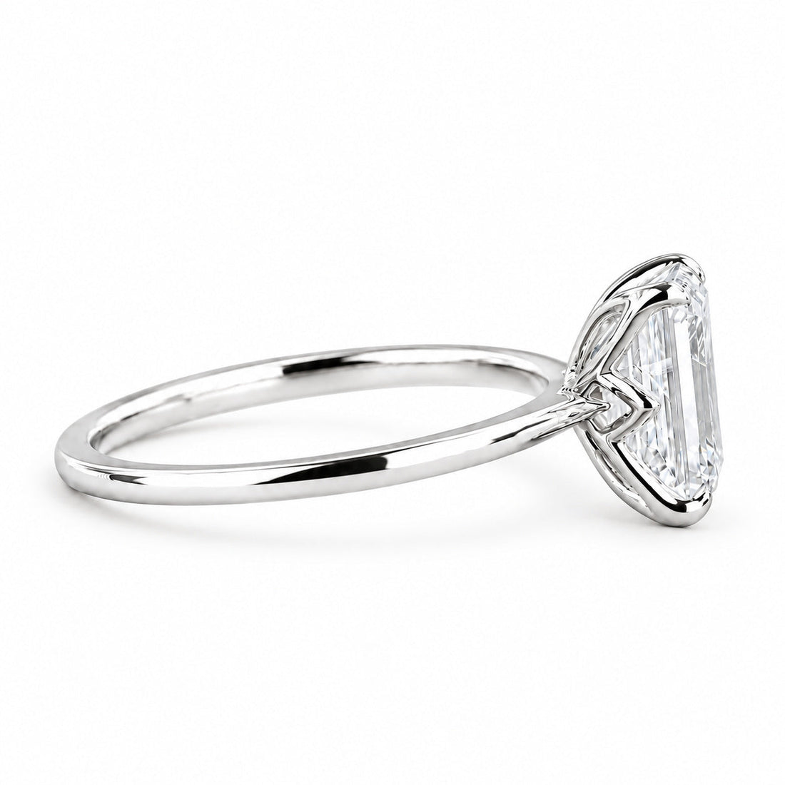 The Flora Four emerald-cut lab diamond solitaire ring, view 8