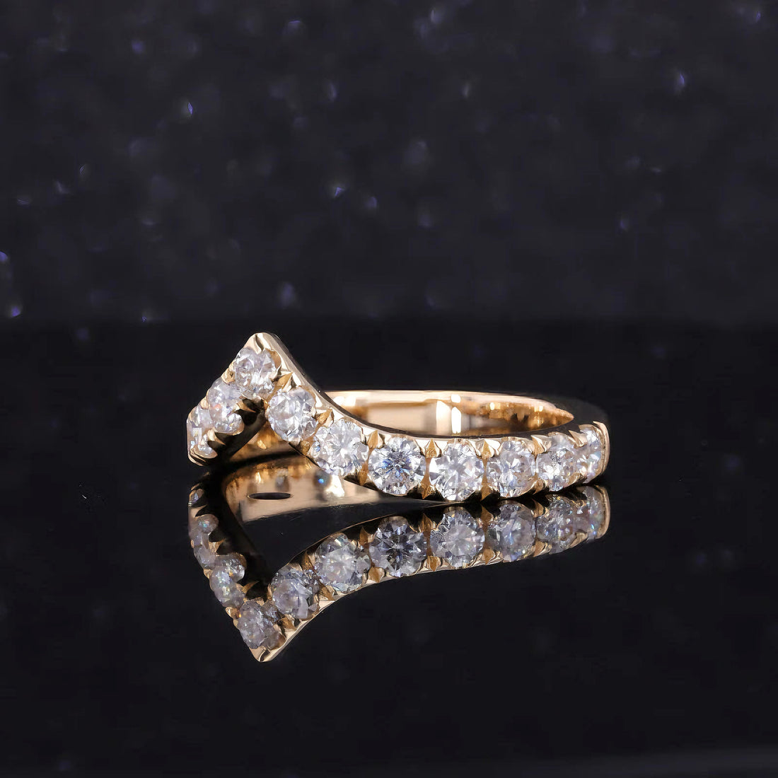 Lab diamond chevron stacking band, view 5