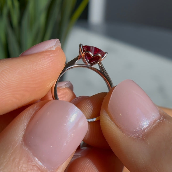 Customized™ 2.50ct Heart Ruby Ring in "Heart" Setting in Rose Gold