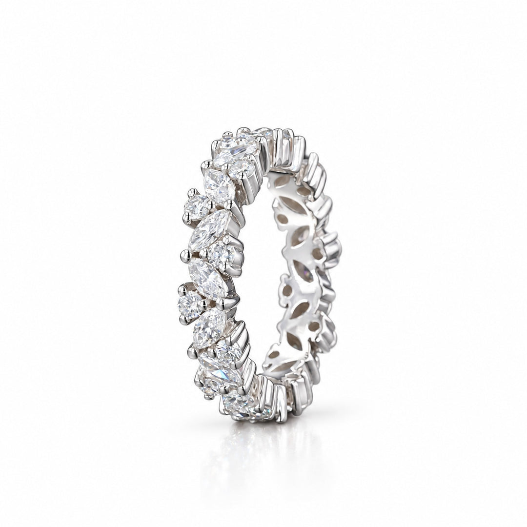 2.40ctw Marquise & Round Diamond Eternity Band in 14K white gold, angle view
