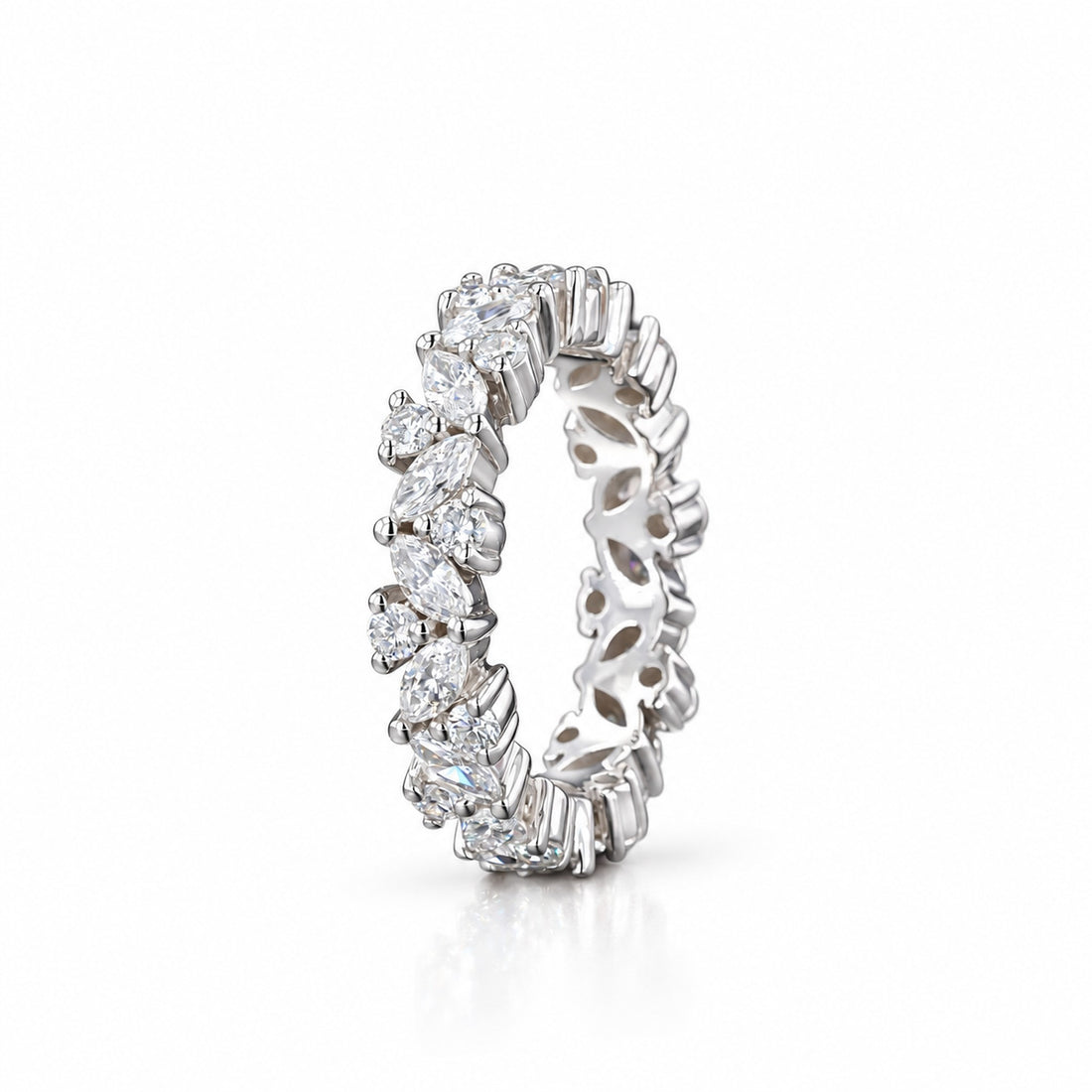 2.40ctw Marquise & Round Diamond Eternity Band in 14K white gold, angle view