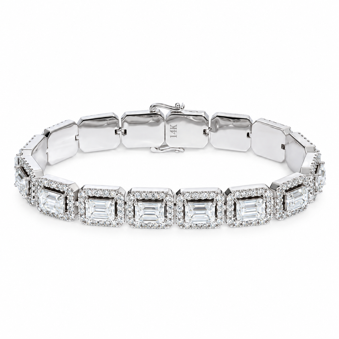 Emerald-Cut & Round Lab Diamond Bracelet on a white background