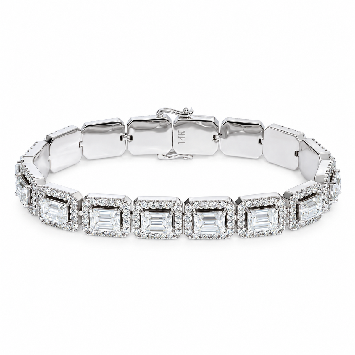 Emerald-Cut & Round Lab Diamond Bracelet — 20ctw (8mm)
