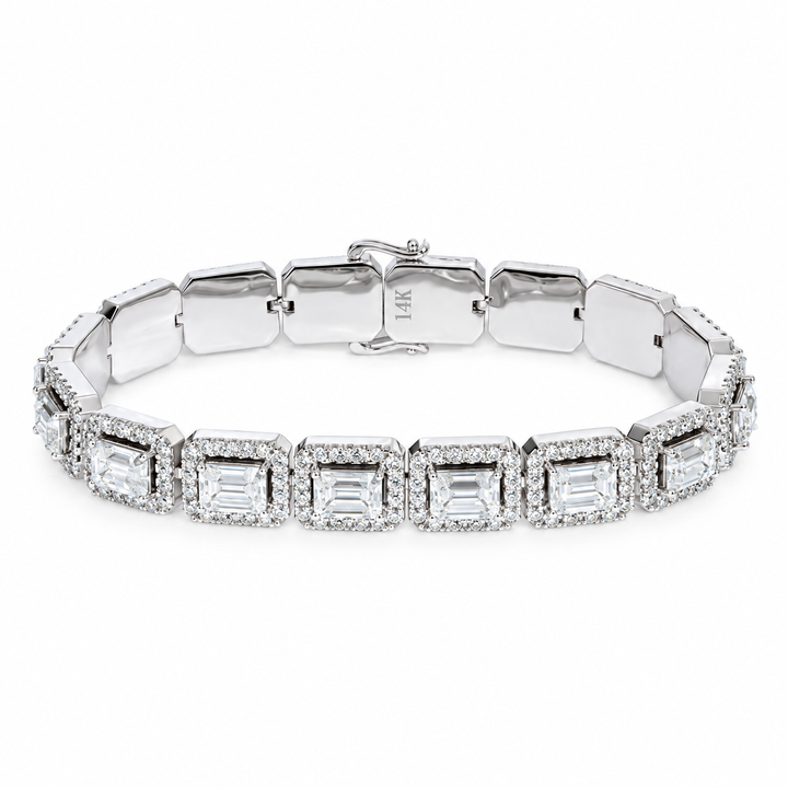 Emerald-Cut & Round Lab Diamond Bracelet on a white background