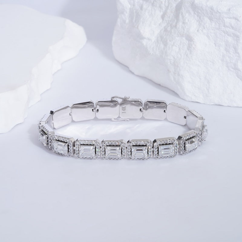 Emerald-Cut & Round Lab Diamond Bracelet, view 3