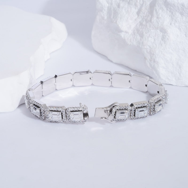 Emerald-Cut & Round Lab Diamond Bracelet, view 6