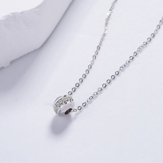 0.5ctw Lab Diamond Stopper Bead Pendant Necklace in 18K Solid White Gold