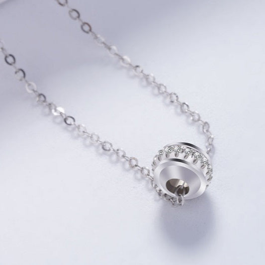 0.5ctw Lab Diamond Stopper Bead Pendant Necklace in 18K Solid White Gold