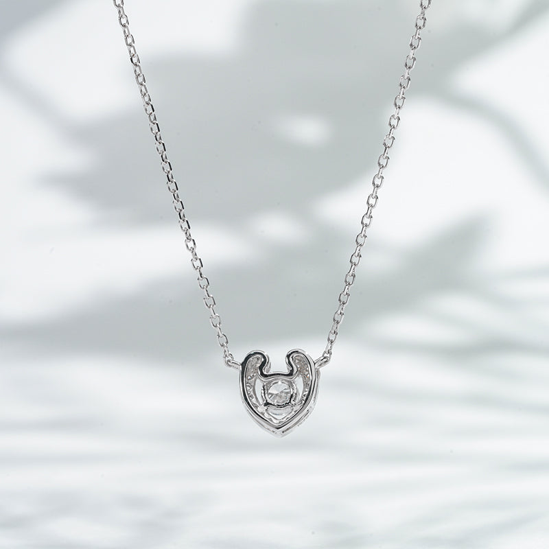 6mm, 0.4ct Round Cut Lab Diamond Open Heart Pendant Necklace in 18K Solid White Gold