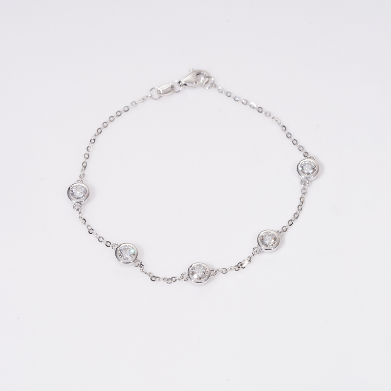 Bezel-Set Lab Diamond Station Bracelet, view 5