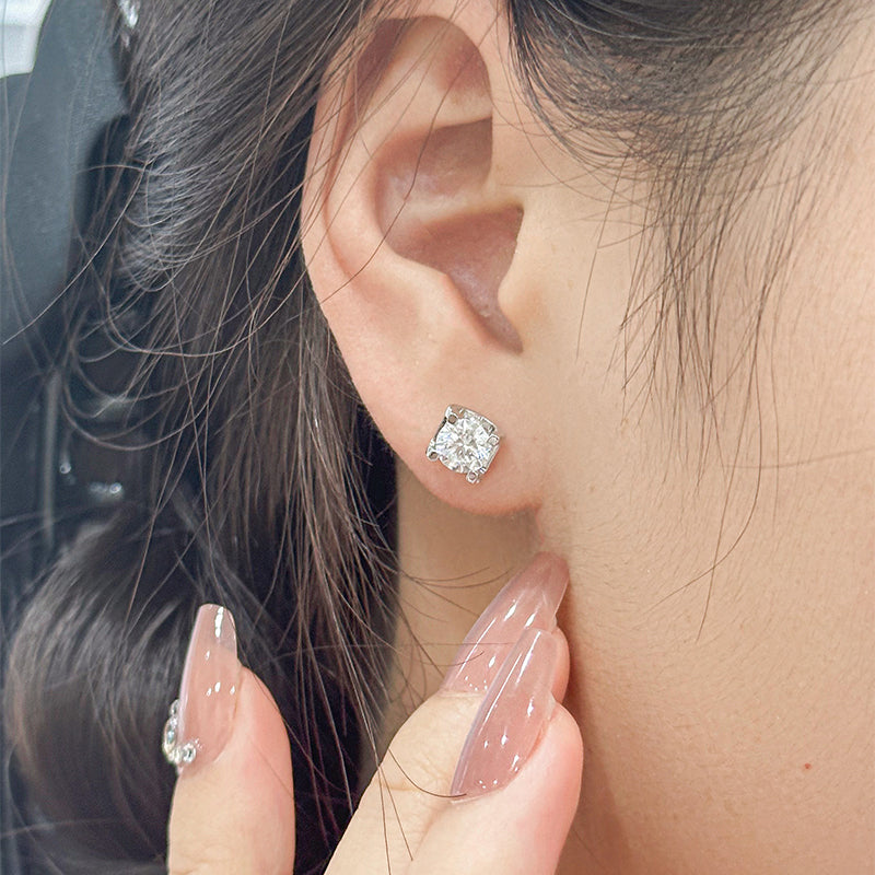Square-Frame Lab Diamond Stud Earrings, view 6