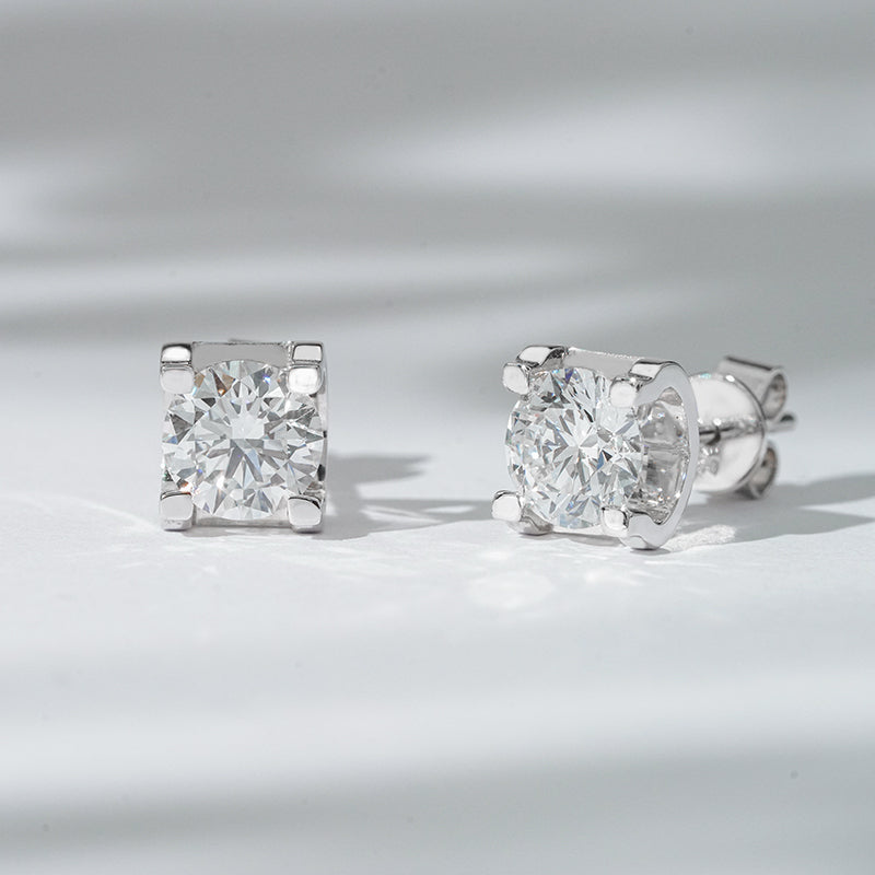 Square-Frame Lab Diamond Stud Earrings, view 5