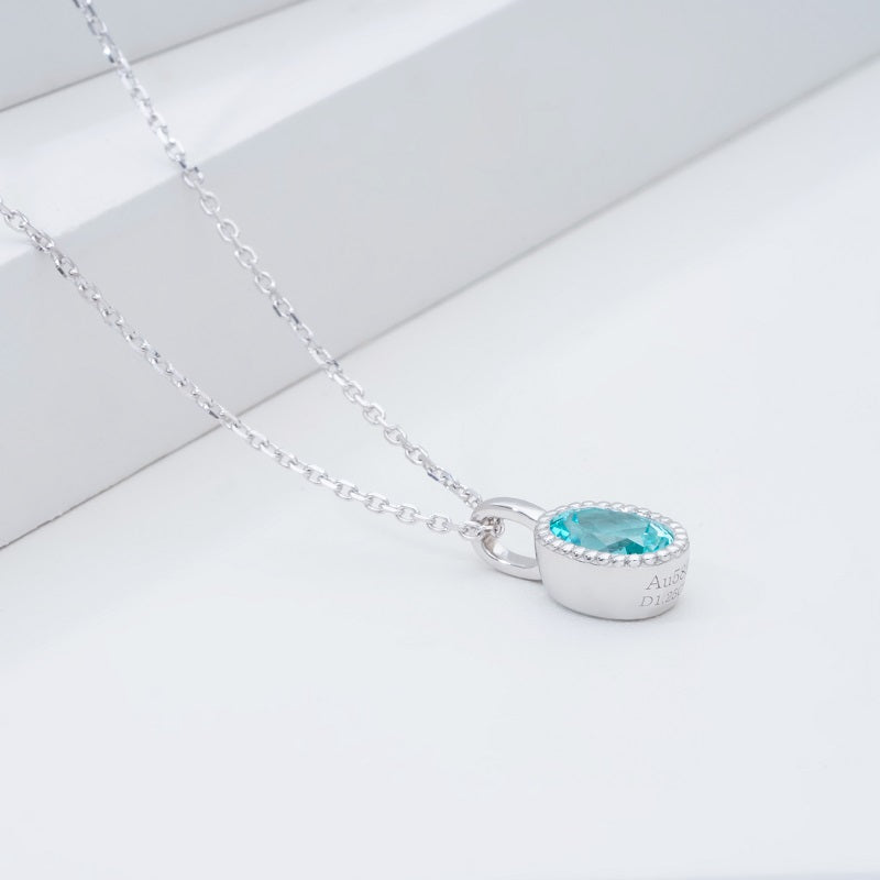 5*7mm, 1.25ct Oval Cut Paraiba Pendant Necklace in 14K Solid White Gold