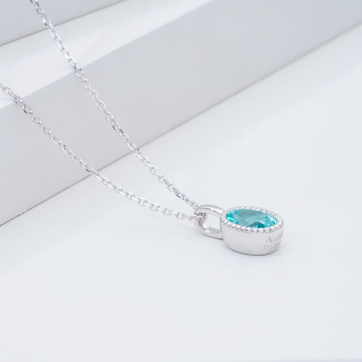 5*7mm, 1.25ct Oval Cut Paraiba Pendant Necklace in 14K Solid White Gold