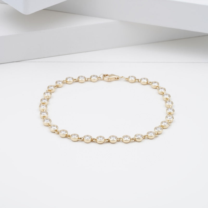 Bezel-Set Round Lab Diamond Tennis Bracelet, view 3