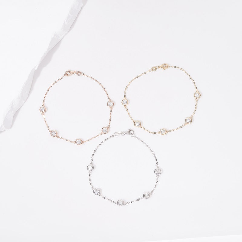 Bezel-Set Lab Diamond Station Bracelet, view 6