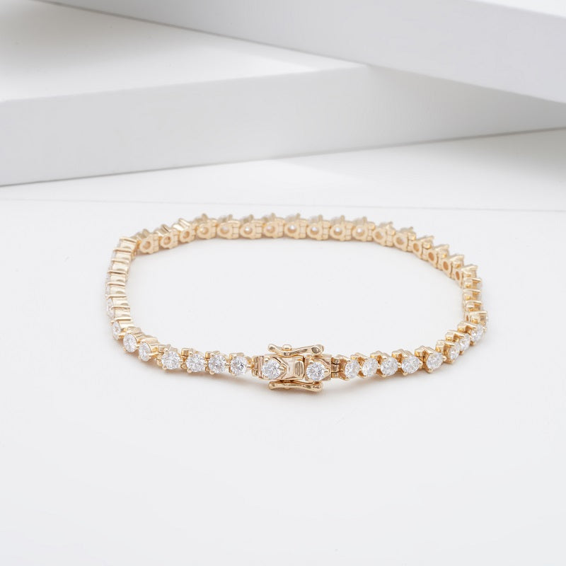 Three-Prong Round Lab Diamond Tennis Bracelet, view 9