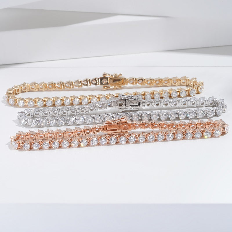 Three-Prong Round Lab Diamond Tennis Bracelet, view 7