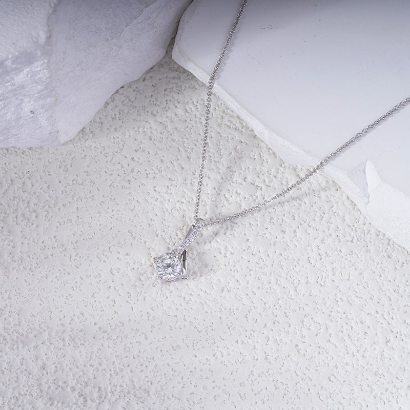 5mm, 0.5ct Round Cut Lab Diamond Pendant with Infinity Pavé-Bail Necklace in 18K Solid White Gold