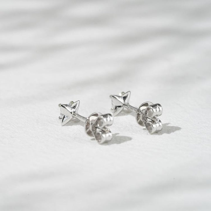 0.40ct Lab-Diamond Princess Flower Stud Earrings in 18K Solid Yellow Gold