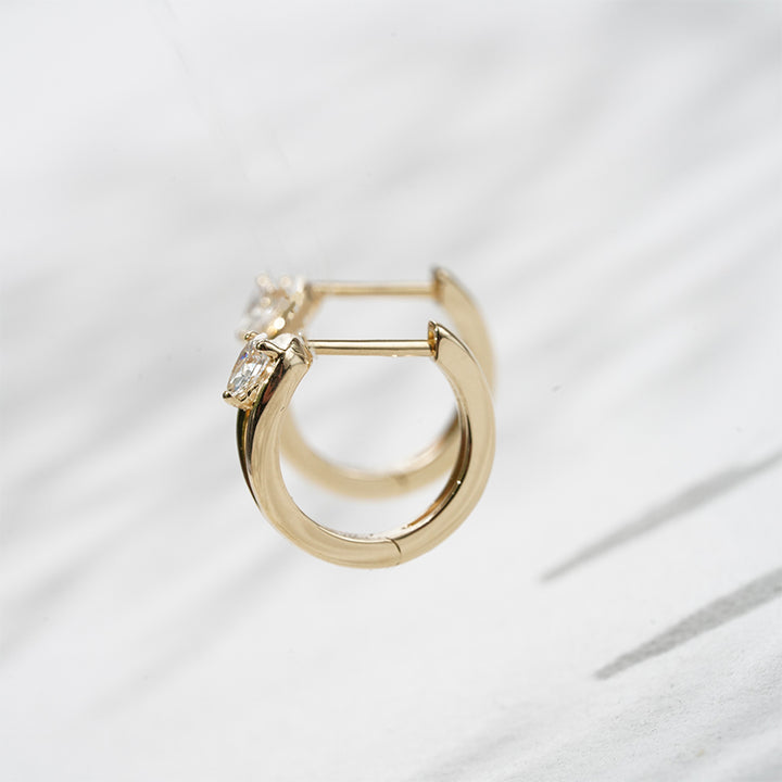 0.25ct Lab-Diamond Pear cut Hoop Earrings in 18K Solid Yellow Gold