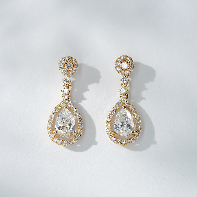 Pear Lab Diamond Halo Drop Earrings, view 5