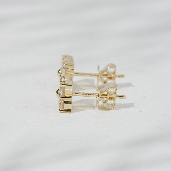 Lab-Diamond 4-Stone Stud Earrings in 18K Solid Yellow Gold