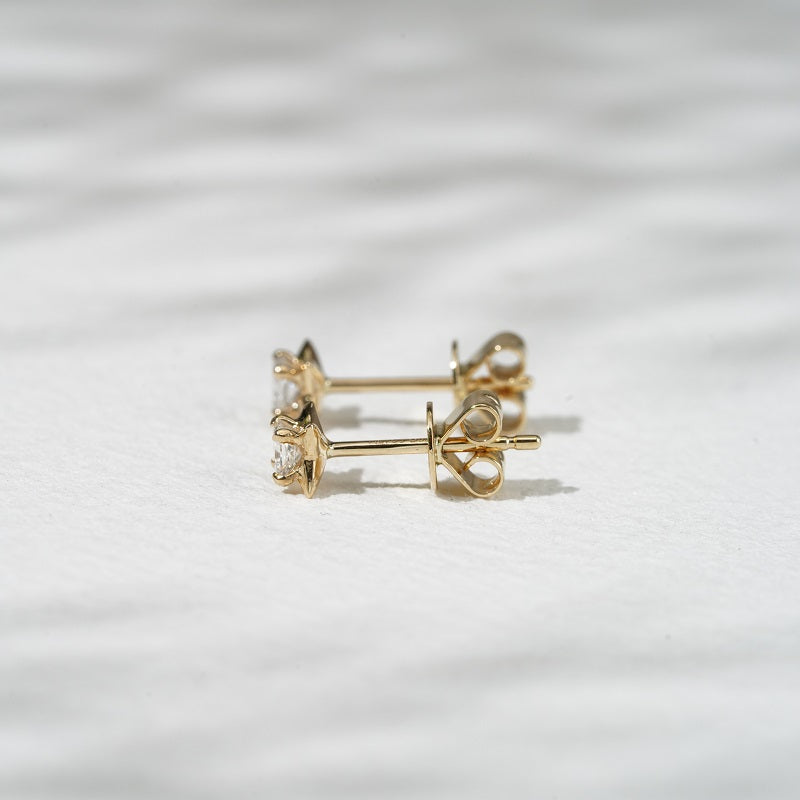 Princess-Cut Lab Diamond Flower Stud Earrings, view 8