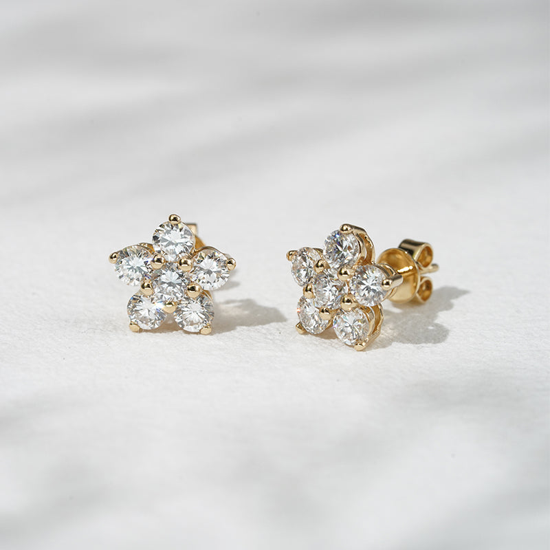 Lab Diamond Flower Cluster Earrings, view 9