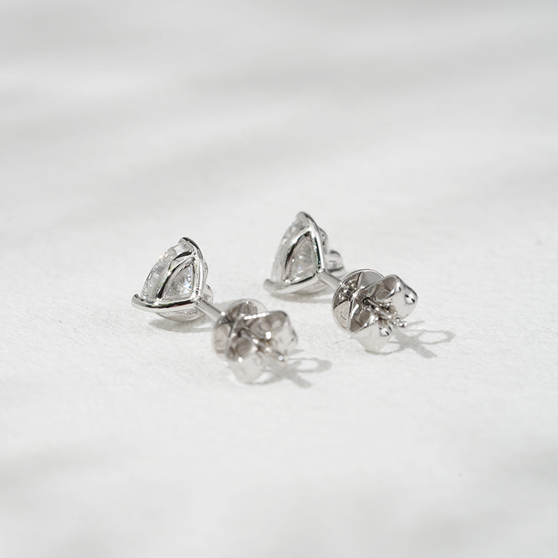 Three-Prong Heart Lab Diamond Stud Earrings, view 8