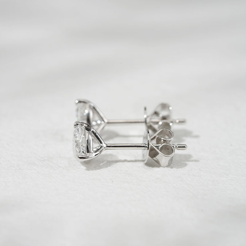 Three-Prong Heart Lab Diamond Stud Earrings, view 7