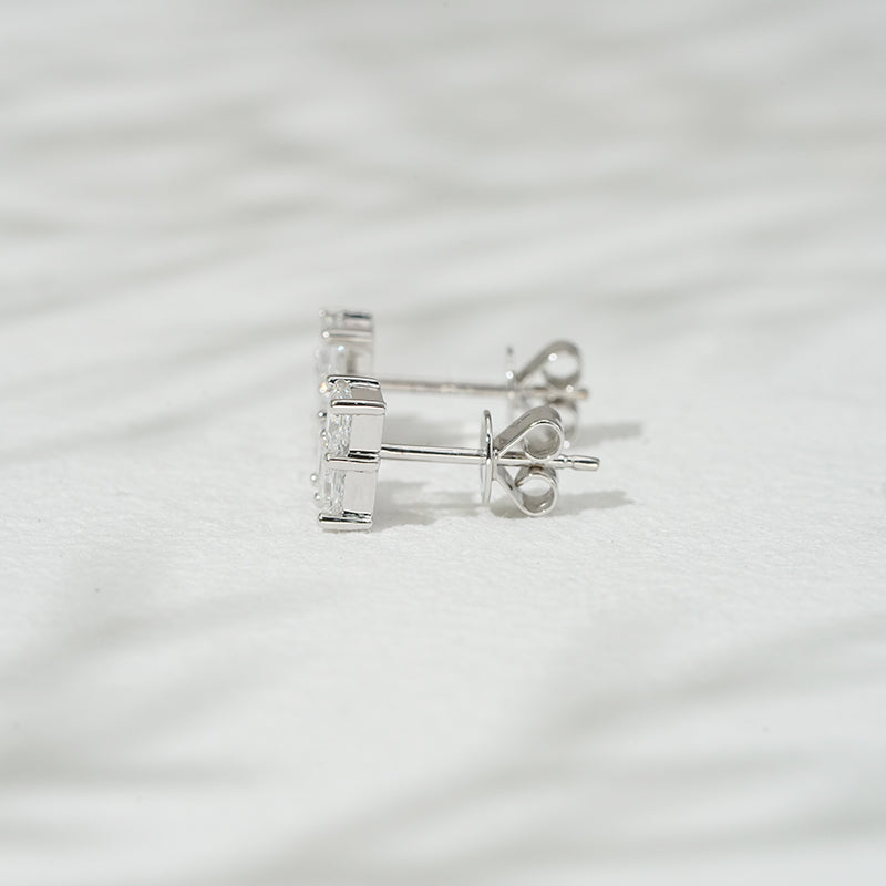 Princess-Cut Lab Diamond Heart Earrings, view 8