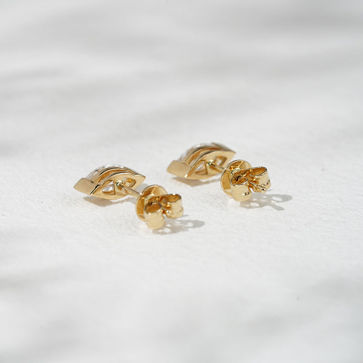 0.65ct Lab-Diamond Marquise cut Stud Earrings in 18K Solid White/Yellow Gold