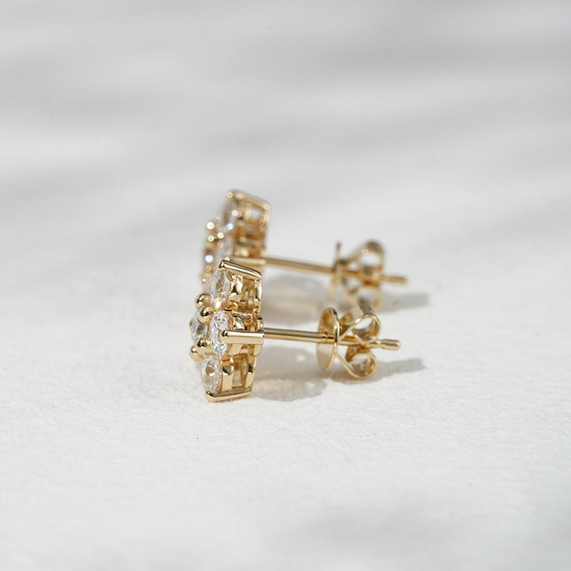 Lab Diamond Flower Cluster Earrings, view 12